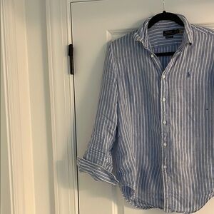 Polo by Ralph Lauren Blue and White Casual Button Down Shirt